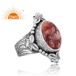 Mejor Venta de plata esterlina oxidada Natural Birdeye Jasper piedra preciosa declaración anillo joyería para mujer regalo para ella - Product Image 3