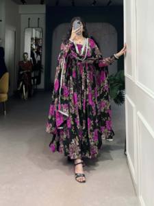 ชุดกาวน์ผ้าจอร์เจียทรงหรูหราพร้อมพิมพ์ลายดอกไม้ชุดผ้าไหมแขนเต็มลายลูกไม้พิมพ์ลายดอกไม้ - Product Image 5