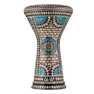Gawharet El Fan de 17,5 pouces, artisanal, marron, pour Darbuka, Doumbek, Tabla égyptienne, en aluminium et nacre - Product Image 1