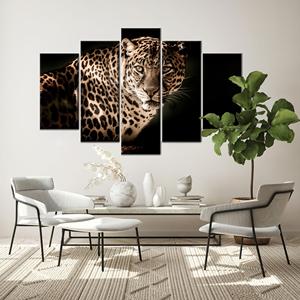 Toile décorative pour les amoureux des léopards : Art de décoration de Noël avec imprimé animalier, lot de 5 : Toile encadrée - Product Image 1