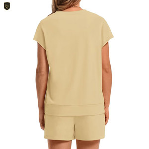Ensemble coordonné léger 2 pièces pour femme, prêt pour l'été, 100 % coton, coupe classique, décontracté, uni, écologique, respirant, pour usage quotidien - Product Image 2