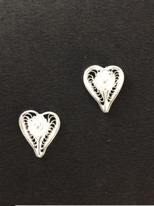 Best Selling High Grade <b>Silver</b> Filigree Heart-Shaped <b>Stud</b> Earrings Glittering Shine Studded Indian Fashion Jewelry Women's - Product Image 3