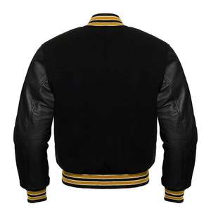 Personalizado de lujo negro Varsity Chaquetas Chaqueta de los hombres de manga de cuero Letterman Varsity chaqueta para los hombres - Product Image 2