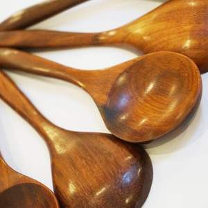 AALIYAN IMPEX-Cucharas de mezcla de madera hechas a mano, mango cilíndrico, cuchara de madera para decoración de cocina, juego de cucharas de bajo costo - Product Image 6