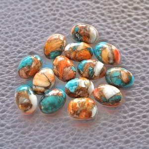 Cabochon lisse de forme ovale en cuivre turquoise naturel d'huître épineuse pour la fabrication de bijoux dans toutes les tailles créer des anneaux de pierres précieuses collier - Product Image 2