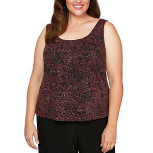 Completo coordinato rosso stampato traspirante da donna taglie forti 1X Alex Evenings - Product Image 3
