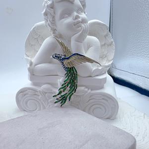 Broche Phénix en Argent Sterling 925, Émail Bleu-Vert Dégradé et Pavé de Zirconium Cubique, Bijou <span class=keywords><strong>Oriental</strong></span> Mythique et Imposant - Product Image 4