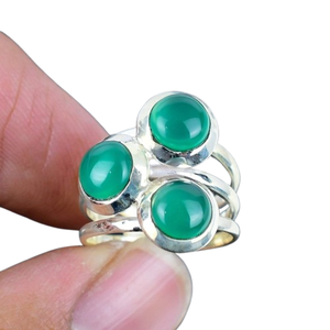 Joyería para mujer, anillo de estilo bohemio de plata, joyería de plata de ley 925, piedras preciosas de ónix verde, anillo hecho a mano de tendencia, regalo para el amor - Product Image 1