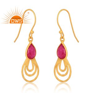 925สเตอร์ลิงเงิน18K ชุบทองธรรมชาติสีแดง Aventurine พลอยอัญมณีผู้ผลิตเครื่องประดับที่ดี - Product Image 3