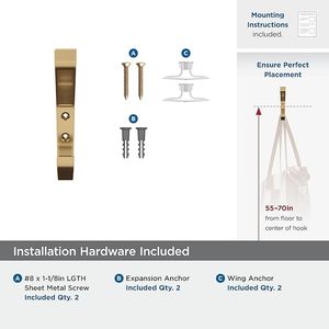 Emerge Double Prong Decorative Wall <b>Hook</b> Champagne Bronze <b>Hook</b> for Coats Hats Backpack Bags <b>Hooks</b> for <b>Bathroom</b> Room & Office - Product Image 6