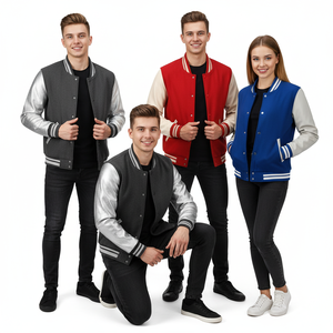 Veste universitaire universitaire universitaire personnalisée Bomber en laine à manches en cuir PU pour hommes Baseball Letterman OEM - Product Image 1