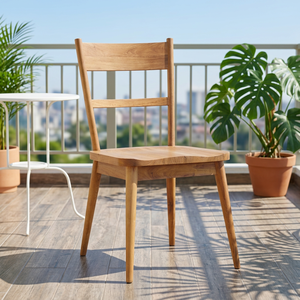 Chaise de jardin en teck massif, chaise de terrasse moderne, durable et confortable pour balcon, hôtel, restaurant - Product Image 1