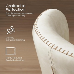 Hot Sale <strong>Dining</strong> Room Furniture <strong>Cream</strong> White Upholstered Synthetic Leather <strong>Dining</strong> <strong>Chairs</strong> for Kitchen Living Room - Product Image 3