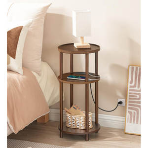 Table d'appoint ronde en bambou à 3 niveaux pour meubles de chambre à coucher - Product Image 1