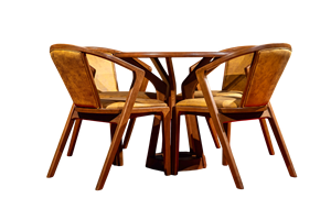 Tacasa Durable Modern <b>Coffee</b> <b>Table</b> 30*80 Solid Wood Rubber Wood Top 5-Legged Pedestal Cushioned Seat <b>Walnut</b> Color 12-Month - Product Image 3