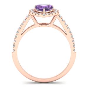 แหวนหมั้นเพชรทรงหัวใจ 0.75 กะรัต ประดับพลอยอะมีทิสต์  ทองคำขาว 14K คุณภาพสูง ได้รับการรับรองจาก IGI สำหรับผู้หญิง - Product Image 4