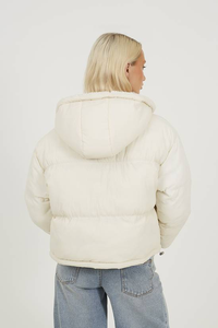 Custom Knitted Canvas Puffer Jacket Bubble <b>Coat</b> with <b>Thick</b> Cotton Lining <b>Winter</b> Jacket for Women - Product Image 2