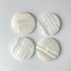 Juego de Posavasos de Ónix Blanco Natural, Posavasos de Piedra de Lujo, Decoración Moderna para Mesa - Product Image 5
