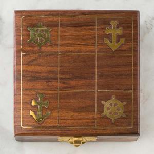 Coffret Cadeau Nautique de Luxe en Bois avec Ancre et Roue de Bateau, Jeu de Tic Tac Toe, Ensembles Cadeaux, Support OEM - Product Image 3