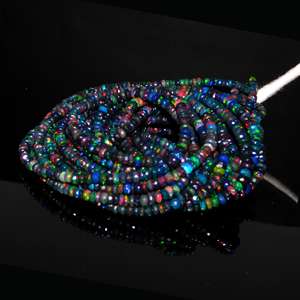 Perles rondes facettées en opale noire éthiopienne Lustre, 3-5 mm, 4-6 mm, 3-4 mm, Welo Flashy Fire, 16 pouces, 33 carats, certifiées par un tiers - Product Image 3