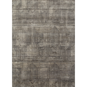 Alfombra Kavi Gris y Negra Anudada a Mano de Lana y Seda de Bambú, 10 mm de Grosor, Patrón Geométrico para Hogar o Pasillo - Alfombra 3D Modelo Esk-472 - Product Image 1