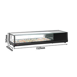 ตู้โชว์ซูชิ - พร้อมไฟ LED - 1529x265 มม. - 6x GN 1/3 - สีดำ - Product Image 2