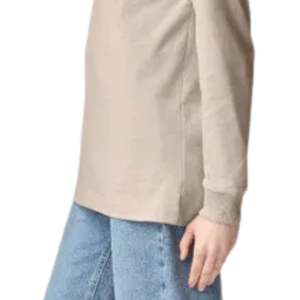 T-shirt en coton à manches longues classique pour femmes, col rond, coupe décontractée, couleur unie, avec poche, haut à porter au quotidien - Product Image 3