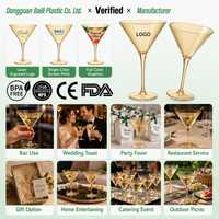 Verre à vin rouge coupe côtelée or champagne, sans BPA, en plastique PS jetable pour bar et mariage