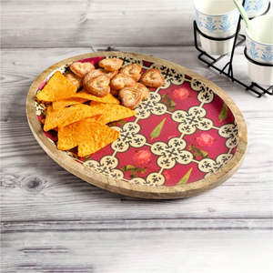 Plato de servicio MDF de madera de diseño simulado acabado brillante - Product Image 2