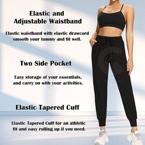 <b>Women's</b> Winter Workout <b>Running</b> <b>Trousers</b> Stretchable Mid-Waist Athletic Yoga Joggers with Flat Front Zip Pockets Factory Supply - Product Image 6