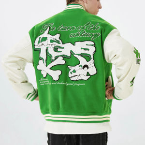 2025 nuevas chaquetas universitarias personalizadas para hombres College Flight Letter bordado Stand Collar Pakistán venta al por mayor chaquetas de béisbol - Product Image 6