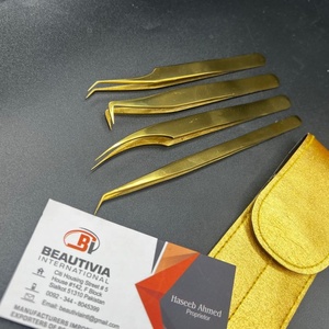 แหนบขนตาปลอมพลาสม่าสีทองทำจากสแตนเลสออกแบบโลโก้ได้ตามต้องการใช้มือทดสอบด้วยมือแหนบต่อขนตาปลอม - Product Image 6