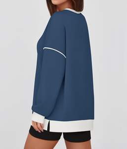 Sudaderas con capucha y sudaderas para mujer Logotipo bordado ecológico Sudadera de cuello redondo Ropa de calle para mujer Transpirable Yoga Gimnasio Entrenamiento - Product Image 4