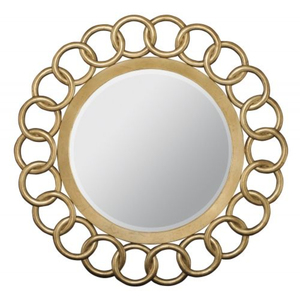 Espejo de Pared con Marco Metálico de Diseño de Cadena, Espejo de Pared Redondo con Acabado Dorado para Decoración de Baños en Hogares y Hoteles - Product Image 1