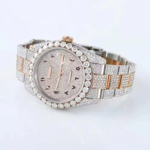 Montre en acier inoxydable avec quartz moissanite, cadran de 41 mm, résistance à l'eau 3 BAR, design de luxe unisexe - Product Image 2