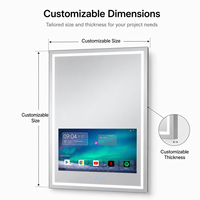 Kingstin Miroir TV LED en Verre HD Sans Cadre pour Salle de Bain, Écran Tactile App Intelligente, Tailles 100% Sur Mesure