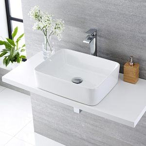 Lavandino da bagno rettangolare in ceramica bianca 50x39x13 cm tinta bianca opaca 1 confezione - Product Image 1