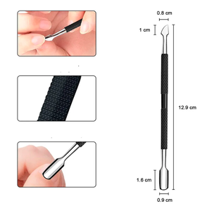 ที่ดันหนังกำพร้าเล็บแบบสองด้านพร้อมที่จับสีดำ - Product Image 2