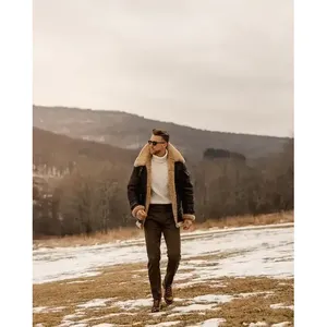 Mens Shearling B3 Flying Bomber Sheepskin Leather Coat - Product Image 3
