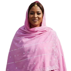 Châle en mousseline de soie pour femme, broderie florale en strass, doux, léger, durable, respirant, pour toutes les saisons, usage quotidien, vente en gros - Product Image 1