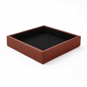 Plateau moderne en cuir PU avec base de coussin en velours Plateau de service de luxe pour hôtels - Product Image 1