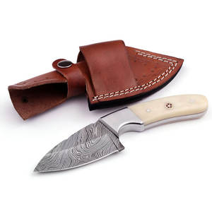 Couteau de skinner en acier damassé fait à la main authentique couteau pleine soie pour la survie en plein air et les travaux de chasse - Product Image 1