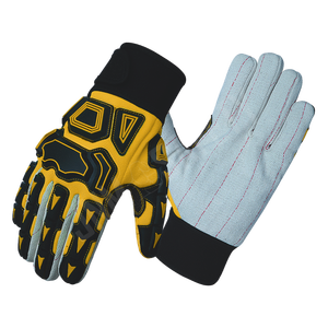 Tela de pana Premium Trabajo industrial Protección mecánica Guantes de cuero Guantes de seguridad para petróleo y gas Antideslizante Resistente al agua - Product Image 4