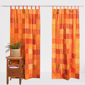 Hecho a mano indio bohemio Vintage Boho Hippie Patchwork cortinas seda Sari decorativo para casa habitación puerta ventana decoraciones - Product Image 1