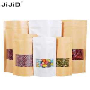 Sacs refermables à fermeture éclair JIJID en gros, sacs autoportants avec fenêtre, sacs d'emballage alimentaire, sacs en papier kraft - Product Image 4