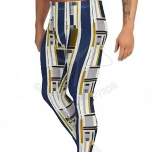 Legging imprimé coupe ajustée pour hommes Design personnalisable avec impression par sublimation Nouveau legging à rayures de gymnastique - Product Image 5