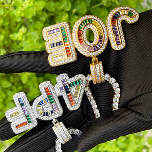 สร้อยคอจี้ชื่อสั่งทำพร้อมโมอิสซาไนต์หลากสีและเพชรประดับ จี้ฮิปฮอปแท้ ของขวัญสำหรับผู้ชายสำหรับงานปาร์ตี้ - Product Image 5