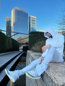 Chándal de algodón 100% de alta calidad para hombre, pantalones apilados, ropa de calle plana, joggers, logotipo personalizado al por mayor, cordón informal OEM - Product Image 4