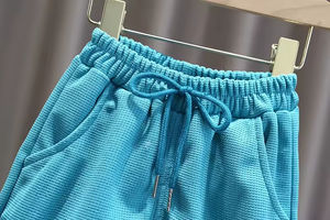 Camiseta de algodón con gofres de lujo de calidad Premium, pantalones cortos para hombre, ropa de verano, camiseta de gimnasio y pantalones cortos para hombre - Product Image 5