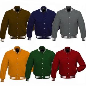 Unisex Varsity Bomber <b>Jacket</b> 100% Wool Stand Collar Baseball Letterman College Sporty Style Custom Team Logo Front <b>Patch</b> - Product Image 1